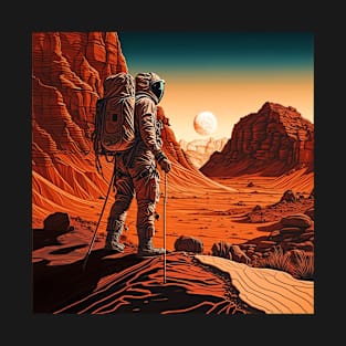 Astronaut Hiking on Mars T-Shirt