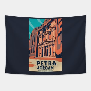 A Vintage Travel Art of Petra - Jordan Tapestry