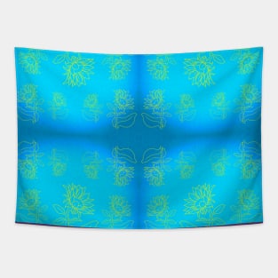 Sunflower teal pattern Tapestry