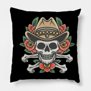 Cowboy Skull tattoo art Pillow