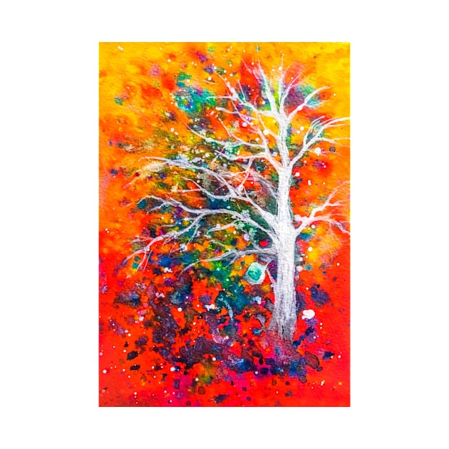 Watercolor abstract tree by redwitchart