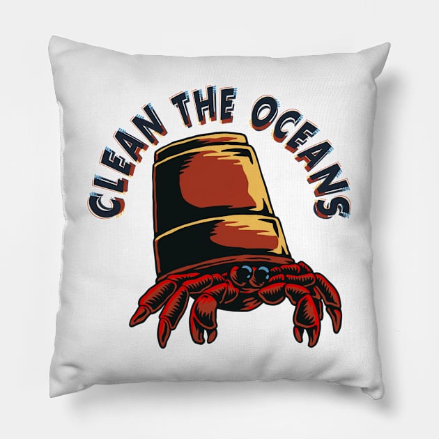 Clean the Oceans - Crab Pillow by UnluckyDesigns