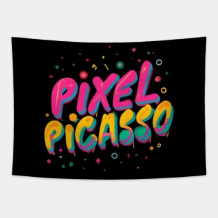 Pixel Picasso - Playful Graffiti Style for Digital Artists Tapestry