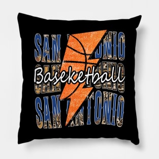 Graphic Basketball San Antonio Proud Name Vintage Pillow