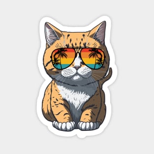 Cool Feline in Shades: Whiskered Purrfection for Cat Miaw Lovers Magnet