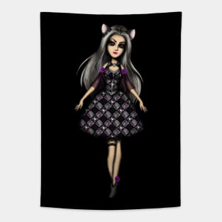 Cat Girl Fantasy Gothic Girl Tapestry