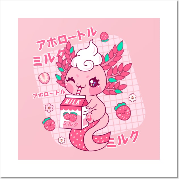 Strawberry Milk Cute Kawaii Aesthetic Pink Cow Print Poster