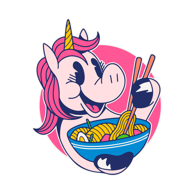 unicorn eating ramen by timegraf