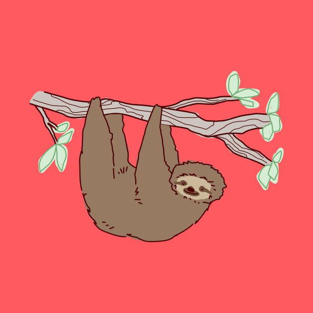 Sloth Climbing a Tree Branch by saradaboru