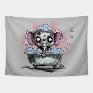 Zombie Elephant in a Bathtub Tapestry