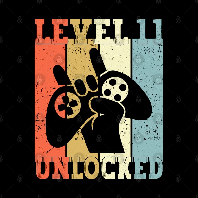 Level 11 Unlocked Video Gamer 11 Years Old 11th Birthday Level Unlocked by Charaf Eddine