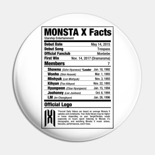 MONSTA X Nutritional Facts Pin