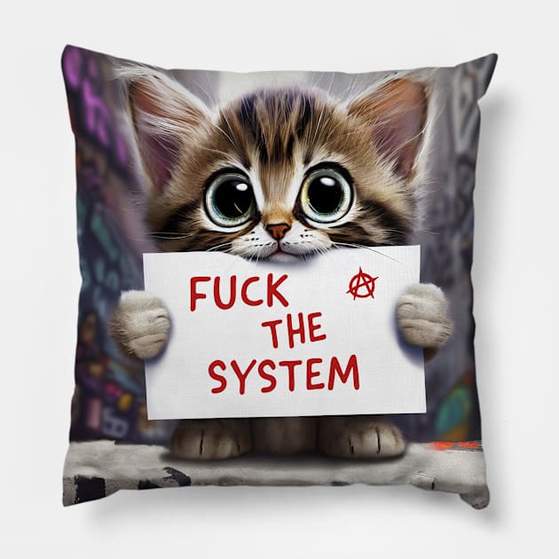 Fuck the System Pillow by TinusCartoons