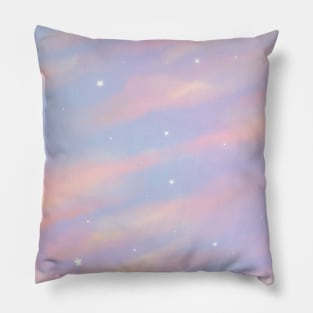 Purple Sunset Sky Stars Lo fi Aesthetic Pillow