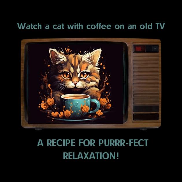 Watch a Cat With Coffee On An Old TV - A Recipe For Purrr-fect Relaxation! by Positive Designer