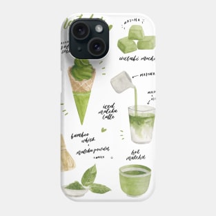 Matcha Sweets Watercolour Painting Phone Case