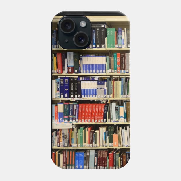 Books on A Bookshelf in the Library Phone Case by DesignsbyZazz