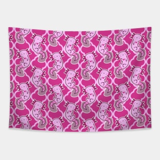 Axolotl Pink Quatrefoil Pattern Tapestry