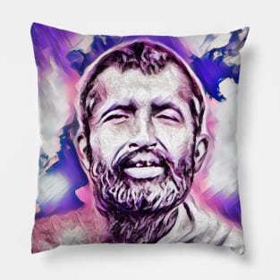 Ramakrishna Pink Portrait | Ramakrishna Artwork 6 Pillow