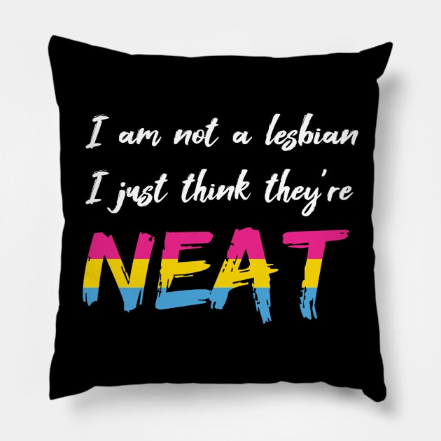 I'm not a Lesbian, I just think they're NEAT (pansexual pride) Pillow by Dani Zemba