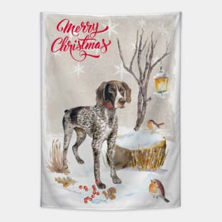 German Shorthaired Pointer Merry Christmas Santa Dog Tapestry