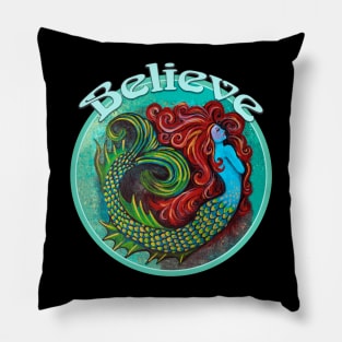 Believe Mermaid Painting Pillow