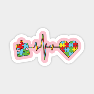 Love Heart Puzzle – Autism Awareness Acceptance For Men, Women & Kids Magnet