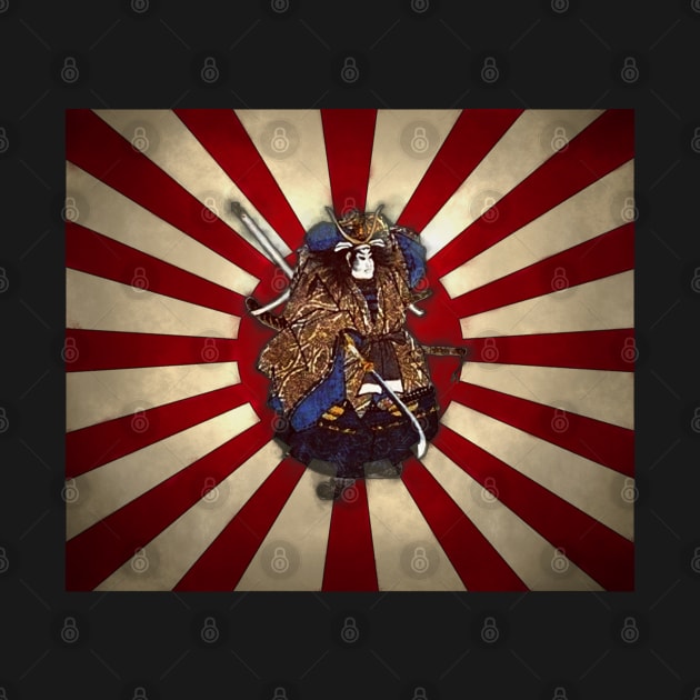 Naginita Samurai over Rising Sun Japan Flag by SolarCross