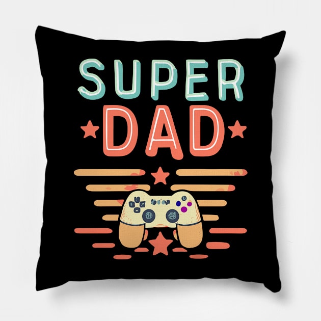 Super Dad Gaming Console Distressed Design Pillow by TF Brands