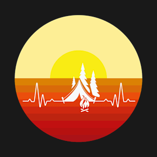 Vintage Sunset Camping Heartbeat T-Shirt