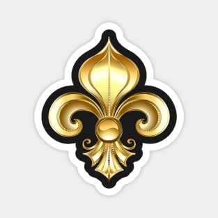 Gold Fleur De Lis on Blue Background Magnet