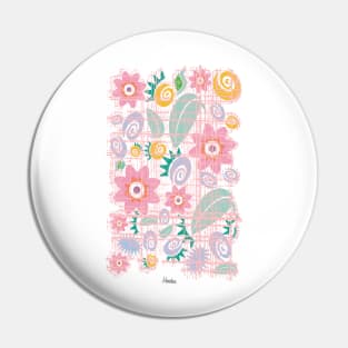 Pink Flowers Pin