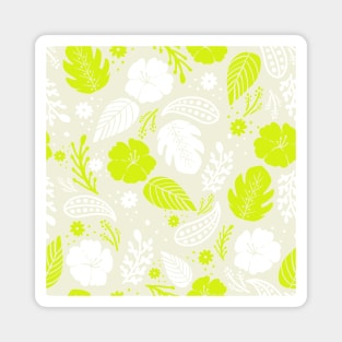 Foliage & Hibiscus Pattern - Green Magnet