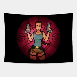 Stained Glass Tomb Raider Tapestry