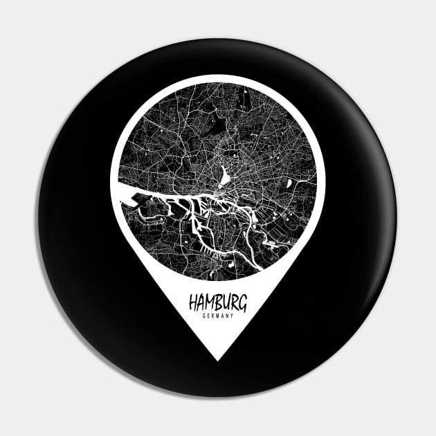 Hamburg, Germany City Map - Travel Pin Pin by deMAP Studio
