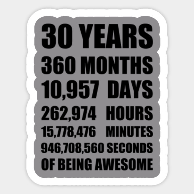 30th Birthday Or 30 Year Wedding Anniversary Gift Birthday Gift