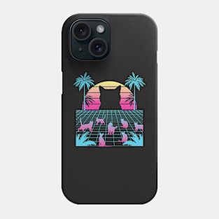 cat wave, vaporwave, cat palm, cat beach, cat retro Phone Case