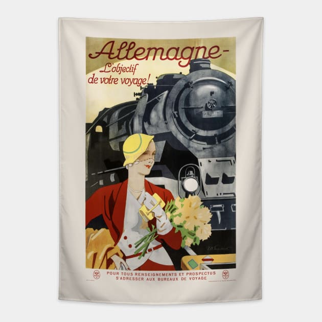 Allemagne Germany Railroad Vintage Poster 1928 Tapestry by vintagetreasure