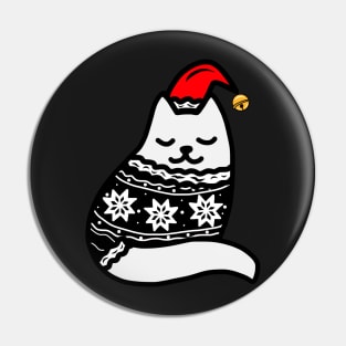 Cozy Christmas Sweater Cat Pin