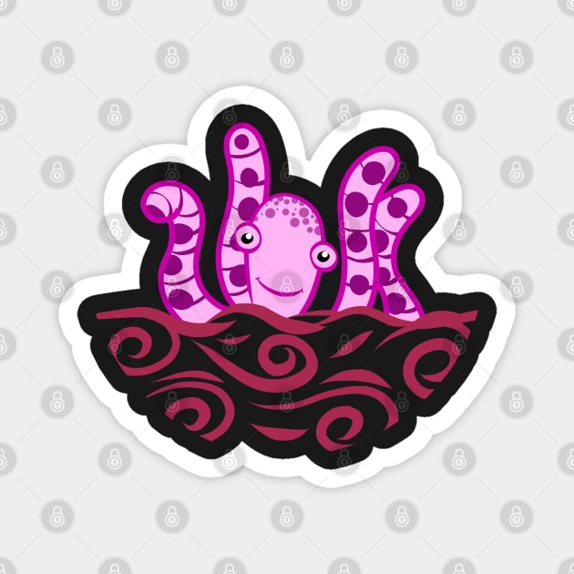 Friendly Pink Octopus Magnet by SubtleSplit