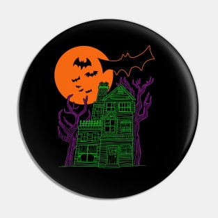 Neon Haunted House Pin