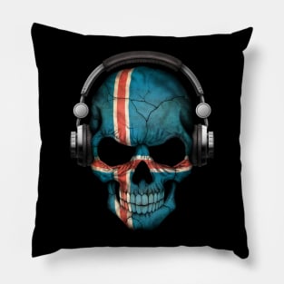 Dark Skull Deejay with Icelandic Flag Pillow