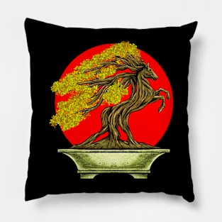 Bonsai horse red moon Pillow