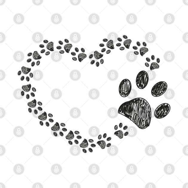 Made of paw print heart. Happy Valentine's day design by GULSENGUNEL