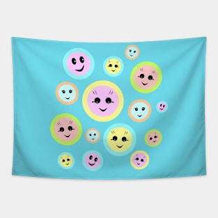 Happy smiley faces in pastel Tapestry