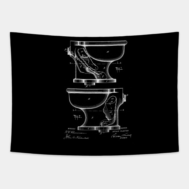 Toilet Water Closet Vintage Patent Drawing Tapestry by TheYoungDesigns