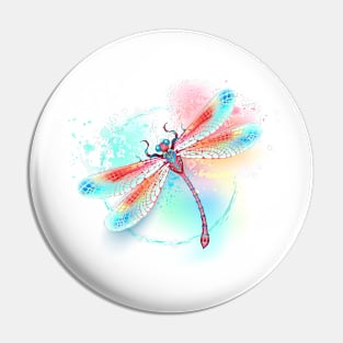 Red dragonfly on watercolor background Pin