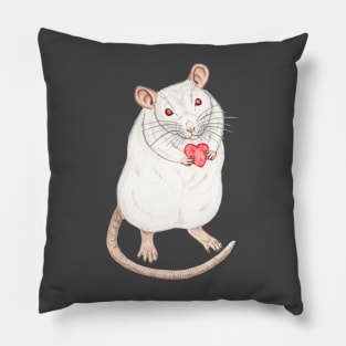 Albino Rat with Heart Pillow