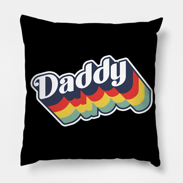 Daddy Retro Rainbow Pillow by HappyGiftArt