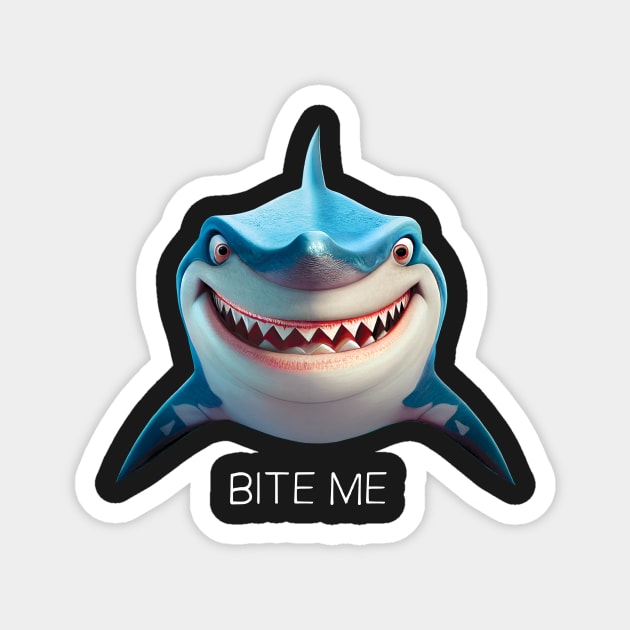 Bite Me Shark in Cartoon Style Magnet by Geminiartstudio